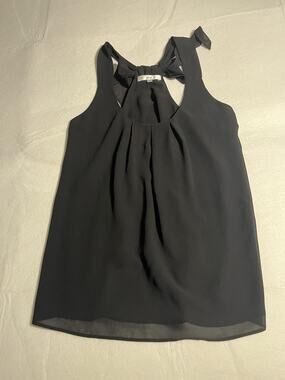 Noroh Women’s Small Black Sleeveless Bow Tie Back Chiffon Blouse Top